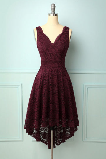 Vestido Borgonha com decote em v
